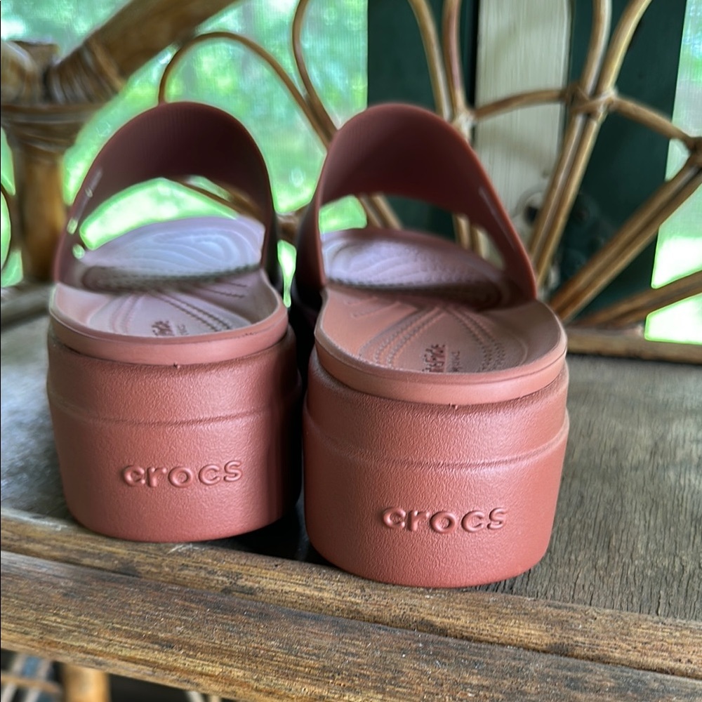 CROCS Platform Slide Sandals in Rosewood - Picture 9 of 10